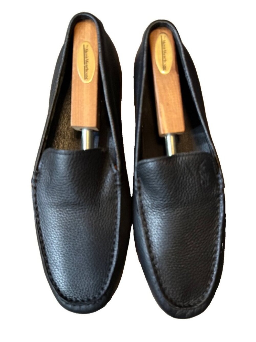 Polo Ralph Lauren Allon Black Pebbled Leather Driving Loafers Men's Driver Shoes